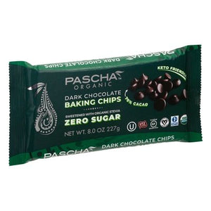 Pascha Baking Chips Organic Zero Sugar Dark Chocolate 6/8 OZ [UNFI #2519551] [ebt]