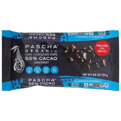 Pascha Dark Chocolate Chips Organic Semi-Sweet 55% Cacao 6/8.8 OZ [UNFI #1569045] [ebt]