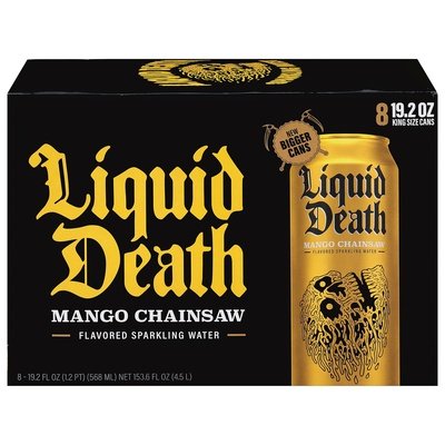 Liquid Death Sparkling Water Mango Chainsaw Flavored King Size Cans 3/8/19.2 Z [UNFI #2930295] [ebt] T