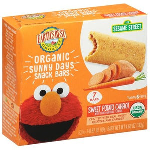 Earths Best Snack Bars Organic Sweet Potato Carrot Sunny Days 6/5.3 OZ [UNFI #2798114] [ebt]