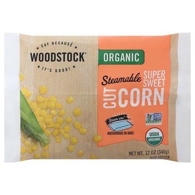 Woodstock Corn Organic Super Sweet Cut Steamable 12/12 OZ [UNFI #1015403] [ebt]