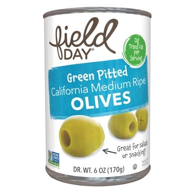 Field Day Olives Green Pitted Med Ripe 12/6 OZ [UNFI #1053271] [ebt]