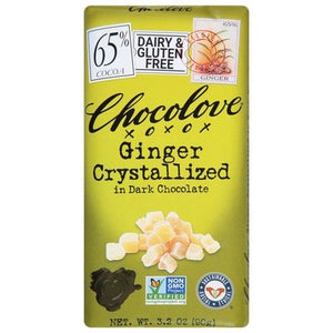 Chocolove Ginger Crystallized In Dark Chocolate 65% Cacao 12/3.2 OZ [UNFI #102152] [ebt] T