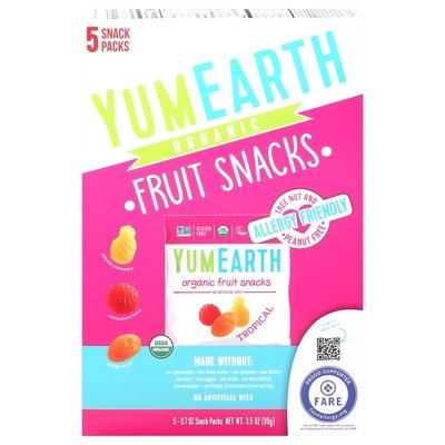 Yumearth Fruit Snacks Organic Tropical Snack Packs 6/3.5 OZ [UNFI #2647717] [ebt] T