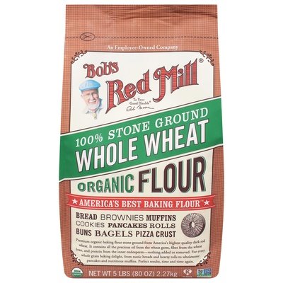 Bobs Red Mill Whole Wheat Flour Organic 100% Stone Ground 4/5 Lb [UNFI #0663799] [ebt]