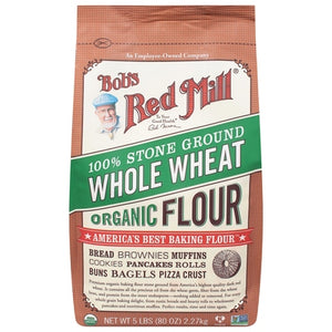 Bobs Red Mill Whole Wheat Flour Organic 100% Stone Ground 4/5 LB [UNFI #3080785] [ebt]