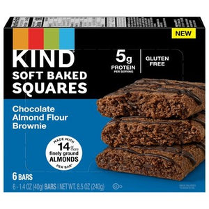 Kind Bars Chocolate Almond Flour Brownie Soft Baked Squares 8/6/1.4 Z [UNFI #2949626] [ebt]