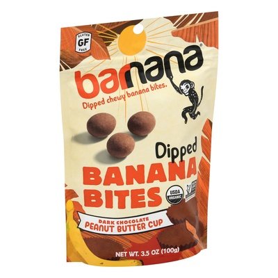 Barnana Banana Bites Organic Dark Chocolate Peanut Butter Cup Dipped Chewy 12/3.5 OZ [UNFI #2410546] [ebt]