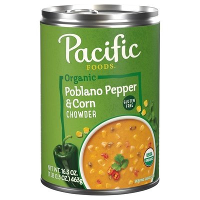 Pacific Foods Chowder Organic Poblano Pepper & Corn 12/16.3 OZ [UNFI #2854420] [ebt]