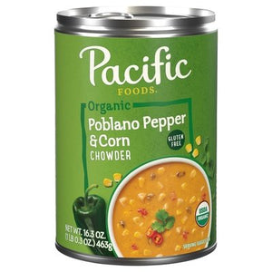 Pacific Foods Chowder Organic Poblano Pepper & Corn 12/16.3 OZ [UNFI #2854420] [ebt]