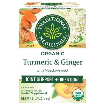Traditional Medicinals Herbal Supplement Organic Turmeric & Ginger With Meadowsweet Tea Bags 6/16 CT [UNFI #1838630] [ebt]