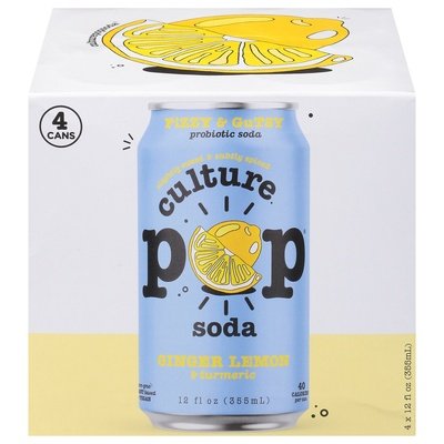 Culture Pop Soda Probiotic Soda Ginger Lemon & Turmeric 6/4/12 OZ [UNFI #2706679] [ebt] T