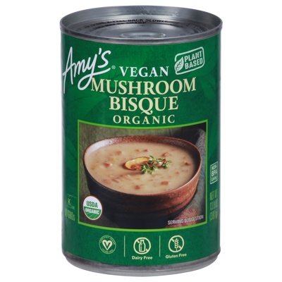 Amys Bisque Organic Vegan Mushroom 12/13.8 Z [UNFI #2783942] [ebt]