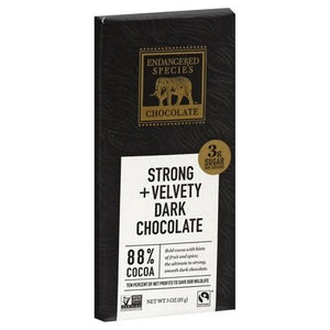 Endangered Species Chocolate Dark Chocolate Strong + Velvety 88% Cocoa 12/3 OZ [UNFI #540997] [ebt] T
