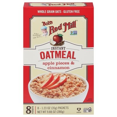 Bobs Red Mill Oatmeal Instant Apple Pieces & Cinnamon 4/9.88 OZ [UNFI #2710101] [ebt]