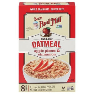 Bobs Red Mill Oatmeal Instant Apple Pieces & Cinnamon 4/9.88 OZ [UNFI #2710101] [ebt]