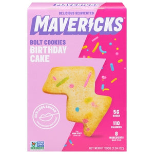 Mavericks Snacks Bolt Cookies Birthday Cake 8/7.04 OZ [UNFI #2707677] [ebt]