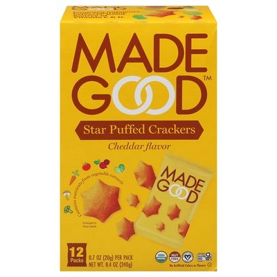Made Good Crackers Cheddar Flavor Star Puffed 4/12/.7 Z [UNFI #3022225] [ebt]
