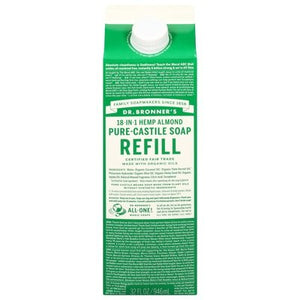 Dr Bronners Soap Pure-Castile Hemp Almond 18-In-1 Refill 32 OZ [UNFI #3004363] T