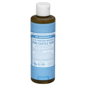 Dr Bronners Castile Soap Pure 18-In-1 Hemp Baby Unscented 8 OZ [UNFI #0329276] T