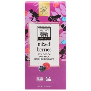 Endangered Species Chocolate Oat Milk Dark Chocolate Mixed Berries 75% Cocoa 12/3 OZ [UNFI #2659076] [ebt] T