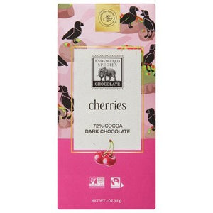 Endangered Species Chocolate Dark Chocolate Cherries 72% Cocoa 12/3 OZ [UNFI #1186303] [ebt] T