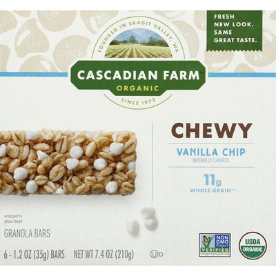 Cascadian Farm Granola Bars Chewy Vanilla Chip 12/7.4 OZ [UNFI #3072949] [ebt]