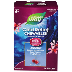 Natures Way Cold Relief Non-Drowsy Chewables Tablets Cherry Flavored 20 Tab [UNFI #0300376] T