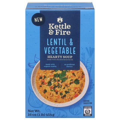 Kettle & Fire Hearty Soup Lentil & Vegetable 6/16 OZ [UNFI #2981298] [ebt]