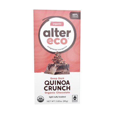 Alter Eco Dark Chocolate Organic Deep Dark Quinoa Crunch 60% Cocoa 12/2.82 OZ [UNFI #1099506] [ebt] T