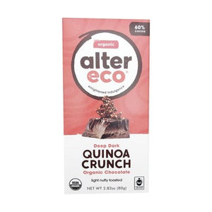 Alter Eco Dark Chocolate Organic Deep Dark Quinoa Crunch 60% Cocoa 12/2.82 OZ [UNFI #1099506] [ebt] T