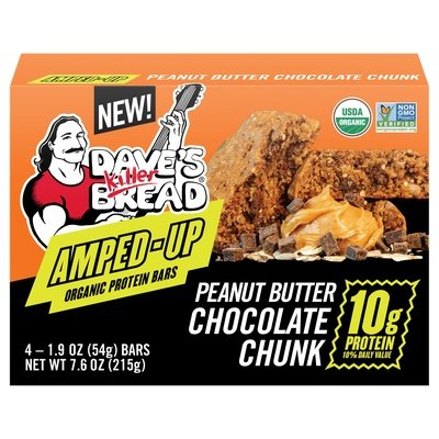 Daves Killer Bread Protein Bars Organic Peanut Butter Chocolate Chunk Amped-Up 6/7.6 OZ [UNFI #2871465] [ebt]