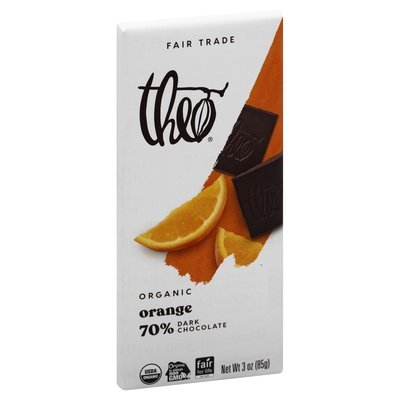 Theo Chocolate Dark Chocolate Organic Orange 70% 12/3 OZ [UNFI #677781] [ebt] T