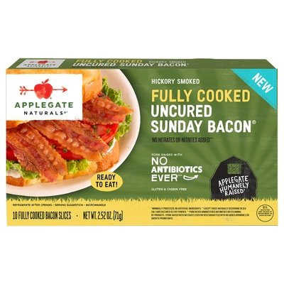 Applegate Farms Sunday Bacon Hickory Smoked Uncured Fully Cooked 12/2.52 Z [UNFI #3024767] [ebt]