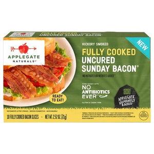 Applegate Farms Sunday Bacon Hickory Smoked Uncured Fully Cooked 12/2.52 Z [UNFI #3024767] [ebt]