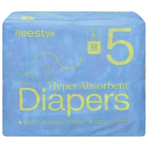 Freestyle Diapers Hyper Absorbent Size 5 (25+ lbs) 6/22 CT [UNFI #2856326] T