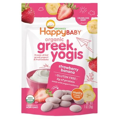 Happy Yogis Greek Yogis Organic Strawberry Banana Crawling Baby 8/1 OZ [UNFI #1624808] [ebt]