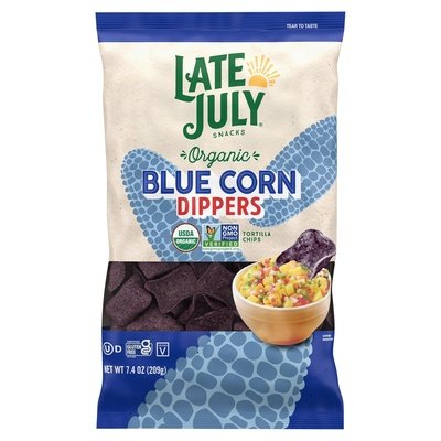 Late July Snacks Tortilla Chips Organic Blue Corn Dippers 9/7.4 OZ [UNFI #2827392] [ebt]
