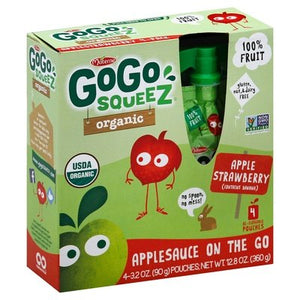 Gogo Squeez Applesauce On The Go Organic Apple Strawberry (Contains Banana) 12/4/3.2 OZ [UNFI #1230069] [ebt]
