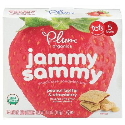 Plum Organics Sandwich Bars Peanut Butter & Strawberry Snack Size Tots 6/5/1.02Z [UNFI #2978690] [ebt]