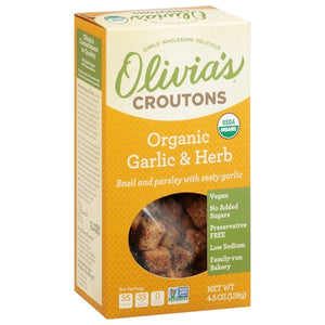 Olivias Croutons Croutons Organic Garlic & Herb 6/4.5 OZ [UNFI #0989566] [ebt]