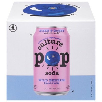 Culture Pop Soda Probiotic Soda Wild Berries Basil & Lime 6/4/12 OZ [UNFI #2706687] [ebt] T