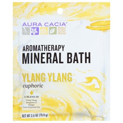 Aura Cacia Mineral Bath Aromatherapy Ylang Ylang Euphoric 6/2.5 OZ [UNFI #682450] T