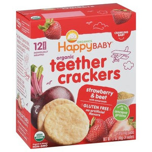 Happy Baby Teether Crackers Strawberry & Beet Crawling Baby 2 Packs 6/1.69 OZ [UNFI #2533602] [ebt]