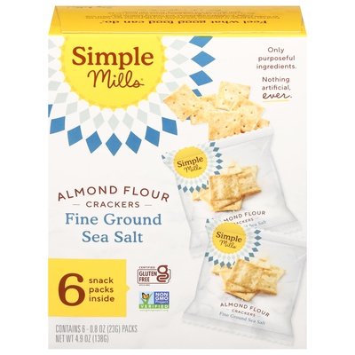 Simple Mills Crackers Almond Flour Fine Ground Sea Salt 6/4.90 OZ [UNFI #2227585] [ebt]