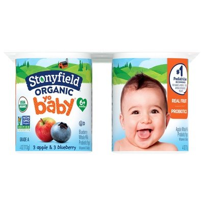 Stonyfield Organic Yogurt Whole Milk Apple & Blueberry 6+ Months 4/6/4 OZ [UNFI #1456573] [ebt]