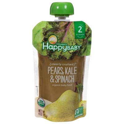Happy Baby Baby Food Organic Pears Kale & Spinach 2 (6+ Months) 16/4 OZ [UNFI #1797430] [ebt]