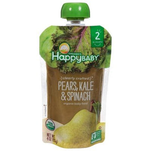 Happy Baby Baby Food Organic Pears Kale & Spinach 2 (6+ Months) 16/4 OZ [UNFI #1797430] [ebt]