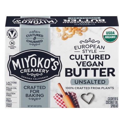Miyokos Creamery Vegan Butter European Style Unsalted Cultured 6/8 OZ [UNFI #2568012] [ebt]