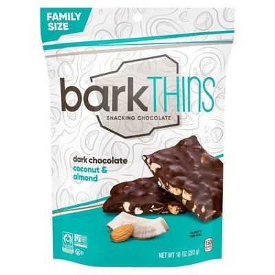Bark Thins Snacking Chocolate Dark Chocolate Coconut & Almond Family Size 9/10 OZ [UNFI #2518595] [ebt] T